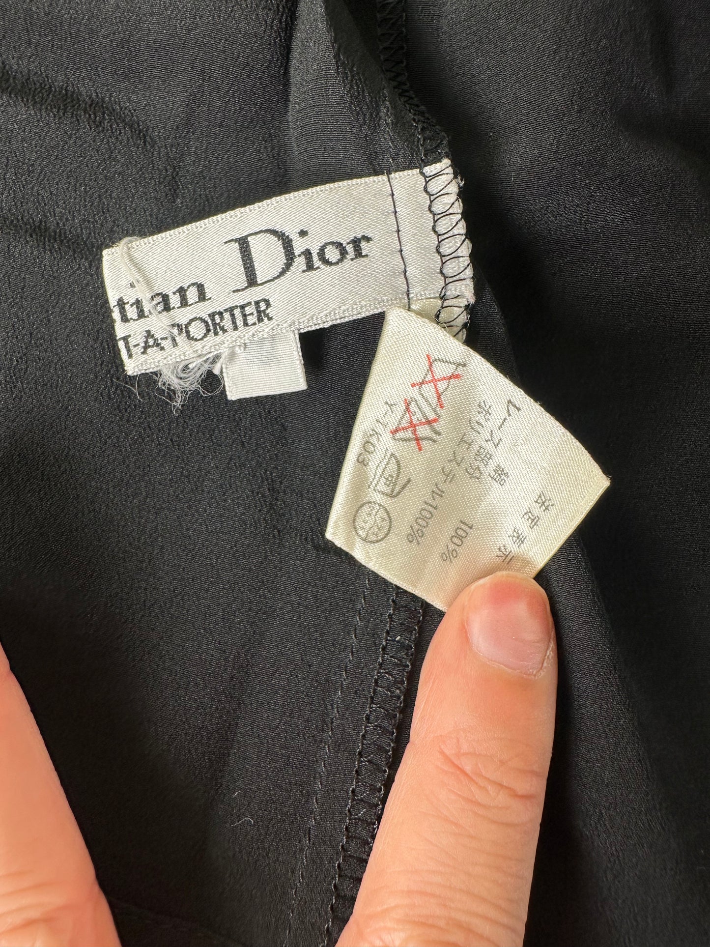 Vintage Dior Silk Blouse Black M