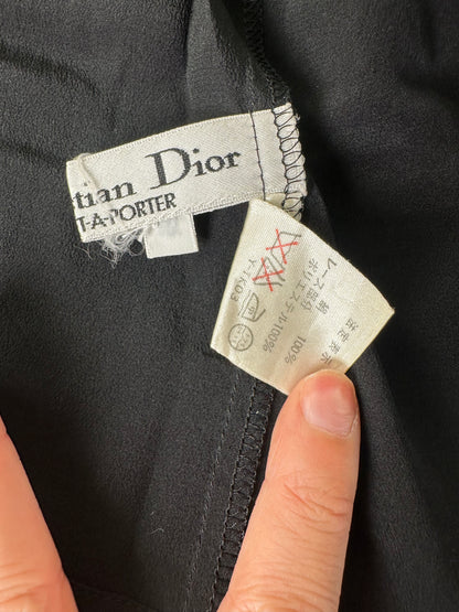 Vintage Dior Silk Blouse Black M