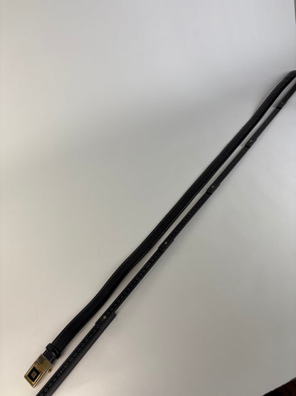 Vintage Givenchy Textured Leather Belt Black Gold