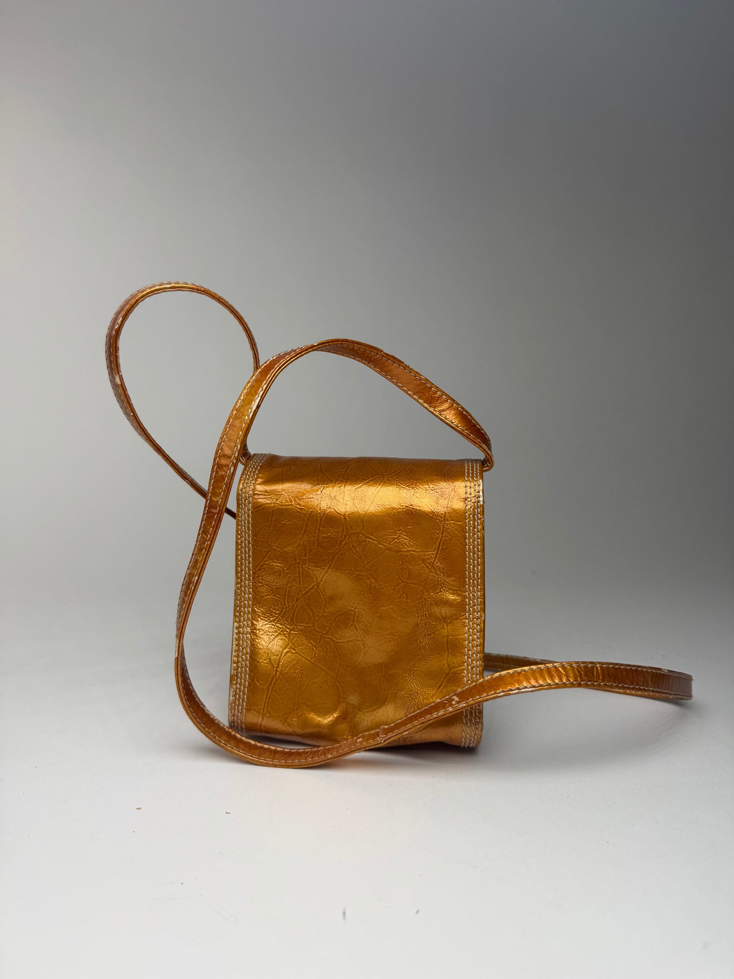 Sac vintage en cuir verni Loewe Madrid orange doré