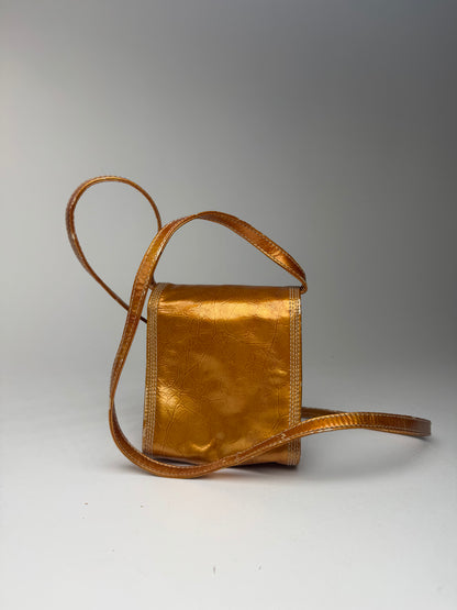 Sac vintage en cuir verni Loewe Madrid orange doré