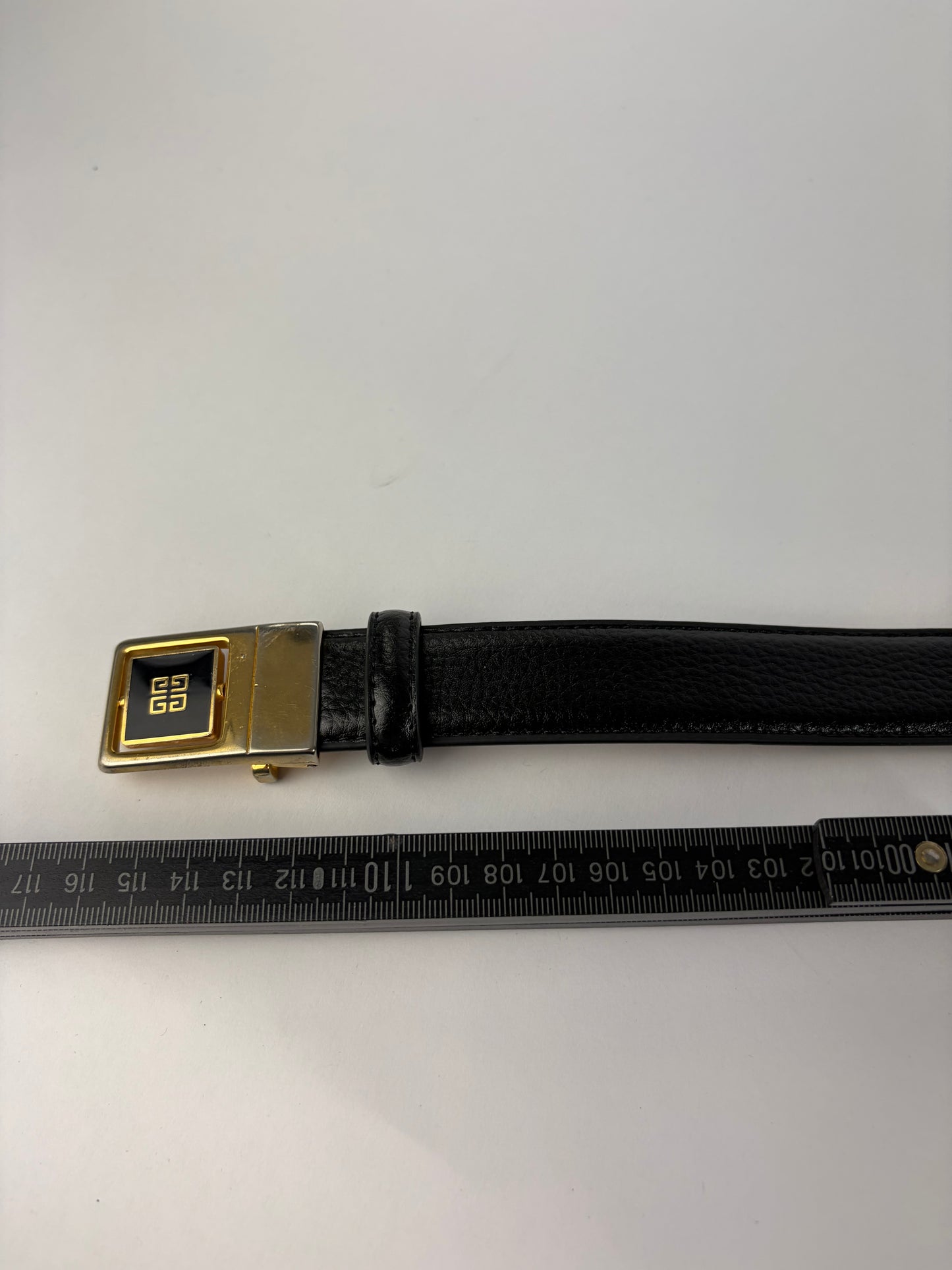 Vintage Givenchy Textured Leather Belt Black Gold