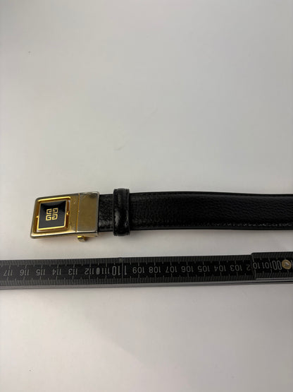 Vintage Givenchy Textured Leather Belt Black Gold