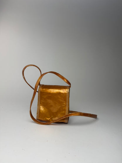 Sac vintage en cuir verni Loewe Madrid orange doré