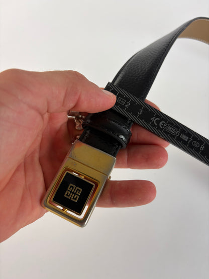 Vintage Givenchy Textured Leather Belt Black Gold