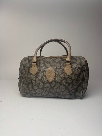 Sac vintage Yves Saint Laurent en cuir gris noir marron