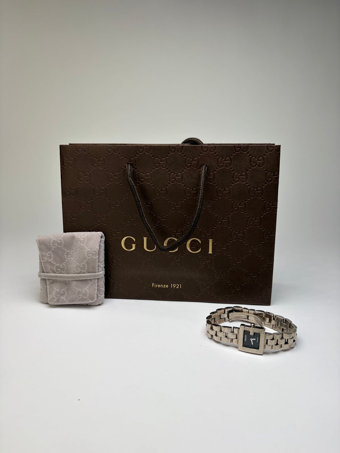 Vintage Gucci G-Timeless Stainless Steel Bracelet Watch Black Silver