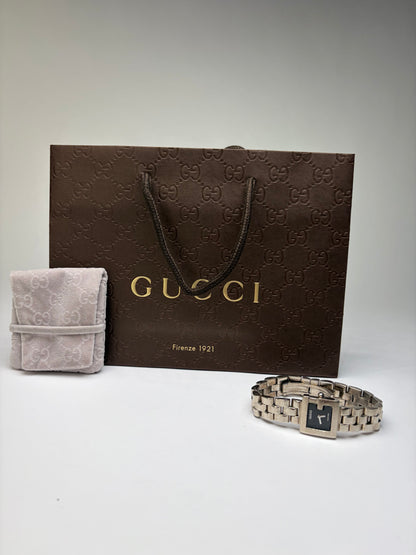 Vintage Gucci G-Timeless Stainless Steel Bracelet Watch Black Silver