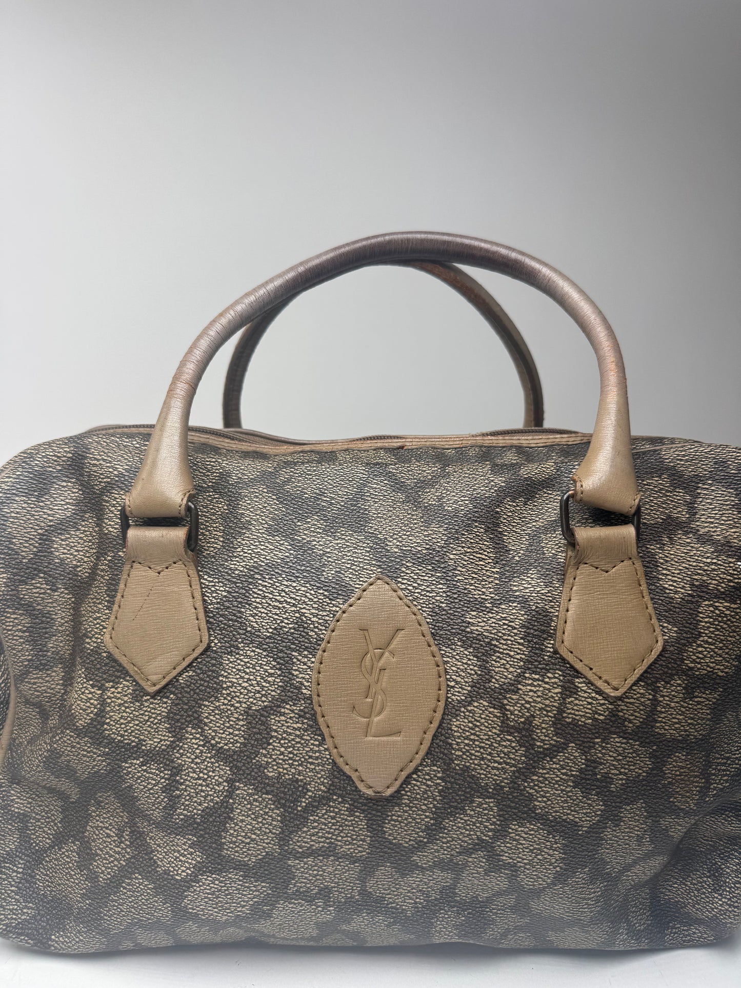 Sac vintage Yves Saint Laurent en cuir gris noir marron