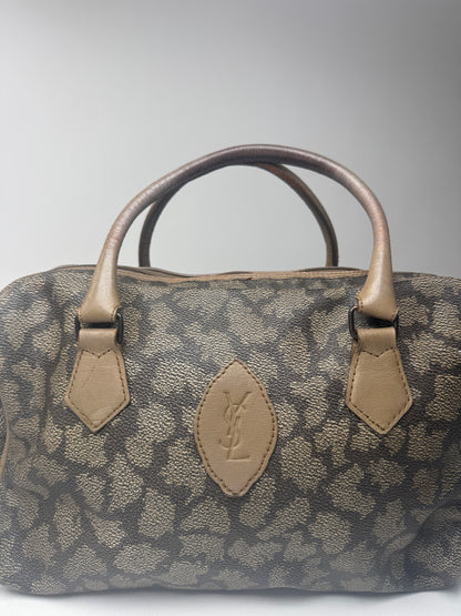 Sac vintage Yves Saint Laurent en cuir gris noir marron