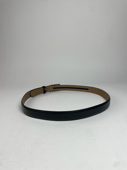 Vintage Celine Paris Carriage Logo Leather Belt Black