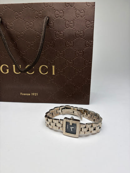 Vintage Gucci G-Timeless Stainless Steel Bracelet Watch Black Silver