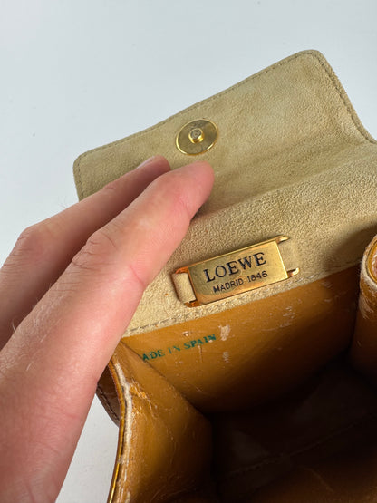 Sac vintage en cuir verni Loewe Madrid orange doré