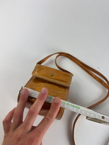 Sac vintage en cuir verni Loewe Madrid orange doré