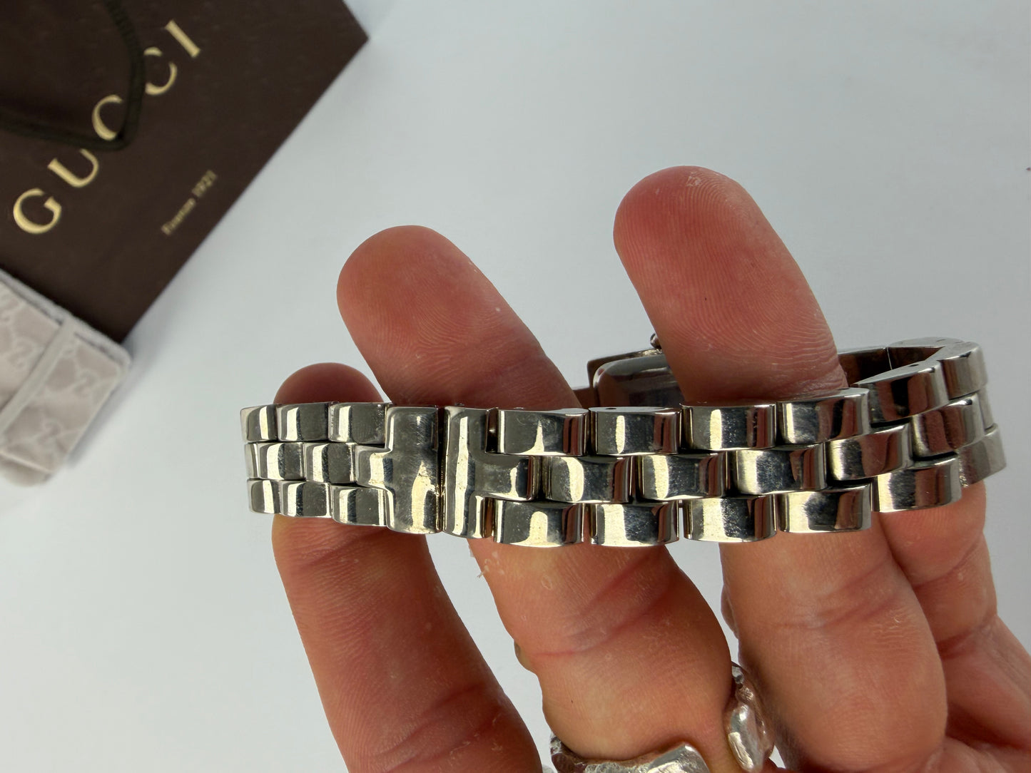 Vintage Gucci G-Timeless Stainless Steel Bracelet Watch Black Silver