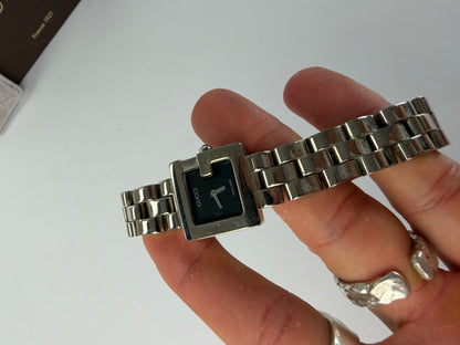 Vintage Gucci G-Timeless Stainless Steel Bracelet Watch Black Silver