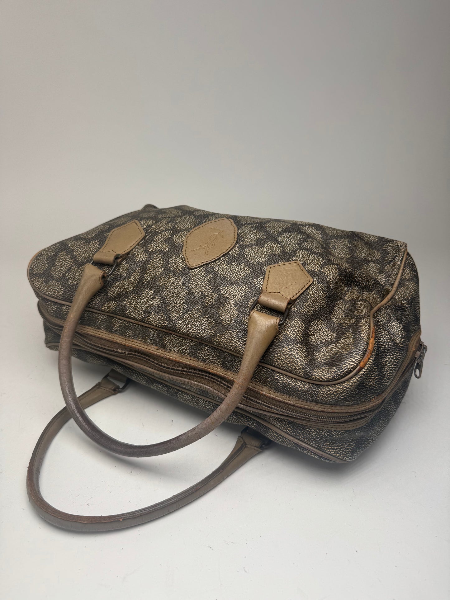 Sac vintage Yves Saint Laurent en cuir gris noir marron