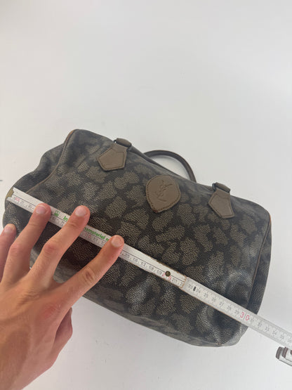 Sac vintage Yves Saint Laurent en cuir gris noir marron