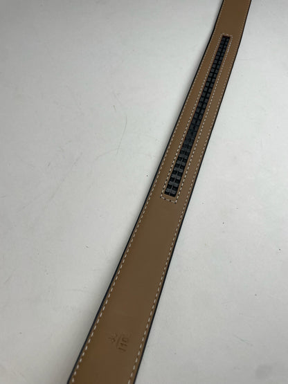 Vintage Celine Paris Carriage Logo Leather Belt Black