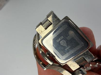 Vintage Gucci G-Timeless Stainless Steel Bracelet Watch Black Silver