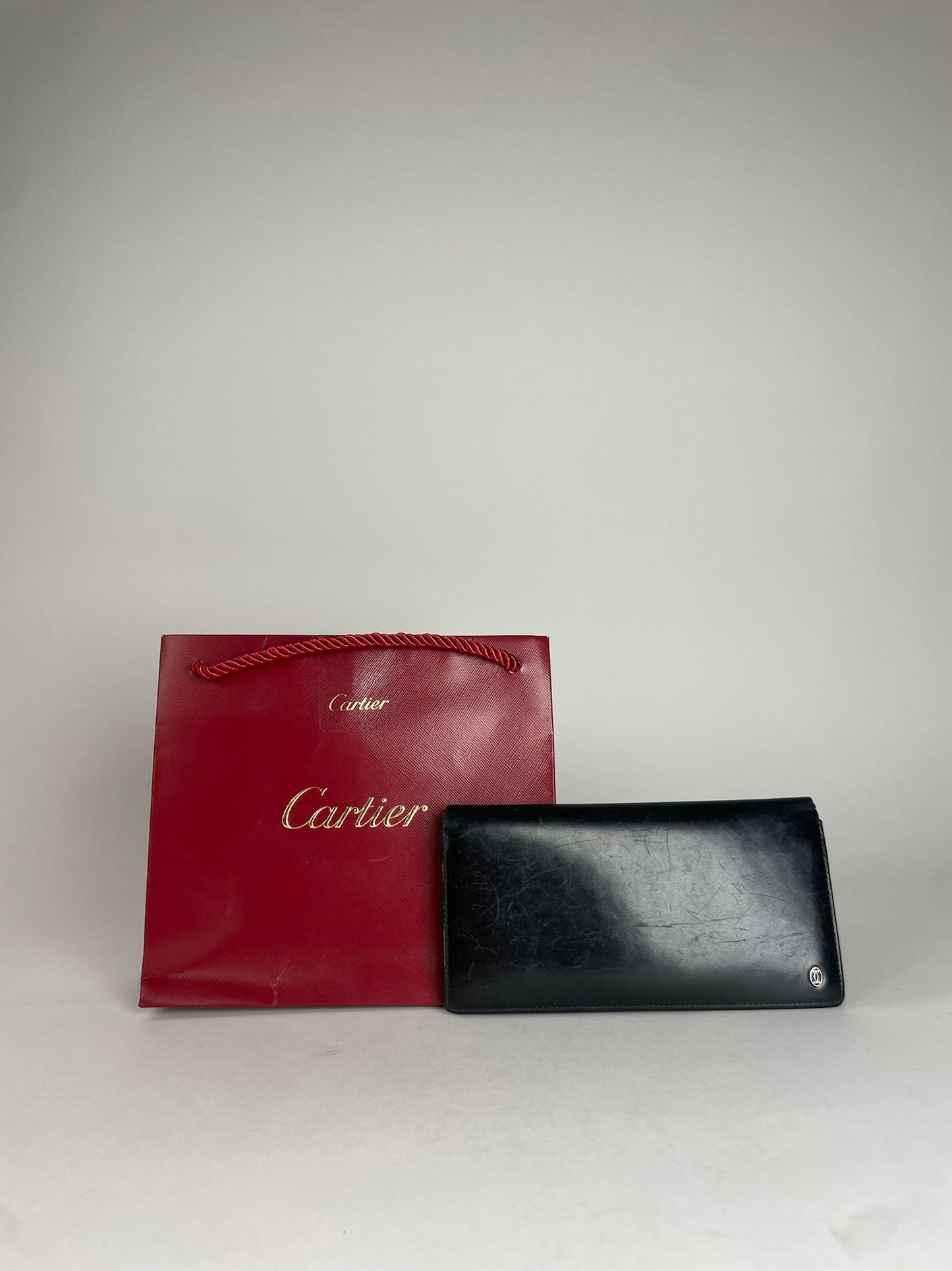 Vintage Cartier Leather Card Holder / ID Holder Black