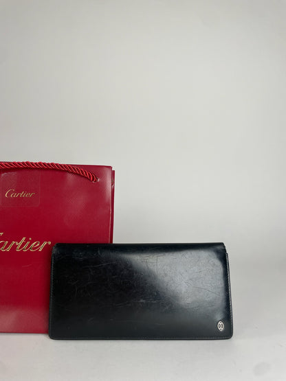 Vintage Cartier Leather Card Holder / ID Holder Black