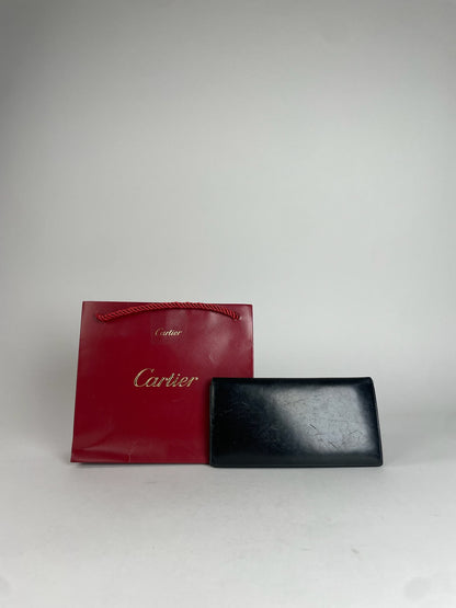 Vintage Cartier Leather Card Holder / ID Holder Black