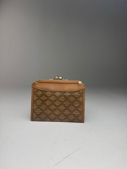 Porte-cartes vintage en cuir Céline Paris beige marron