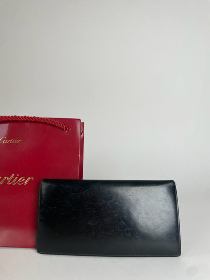 Vintage Cartier Leather Card Holder / ID Holder Black