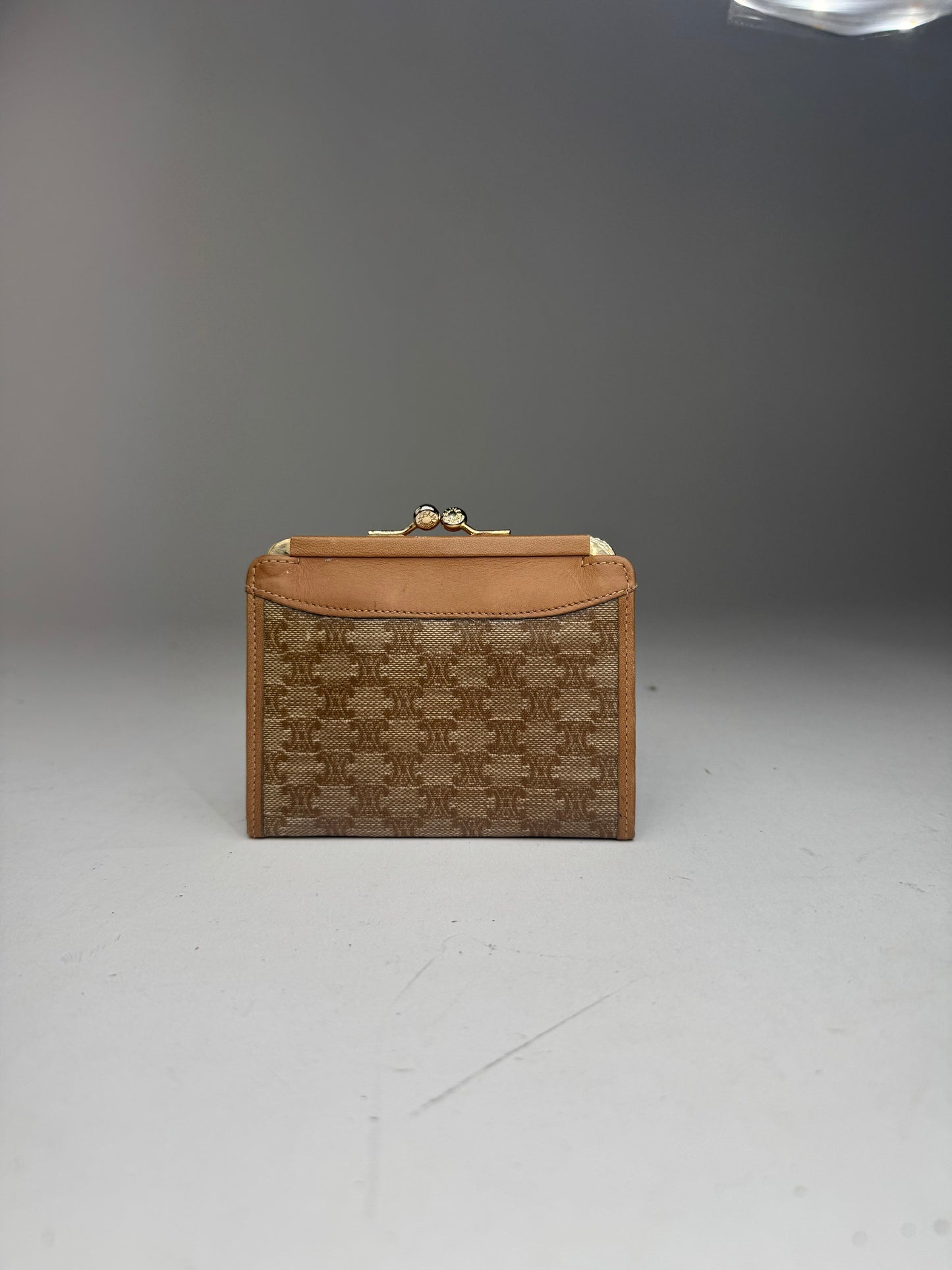 Porte-cartes vintage en cuir Céline Paris beige marron