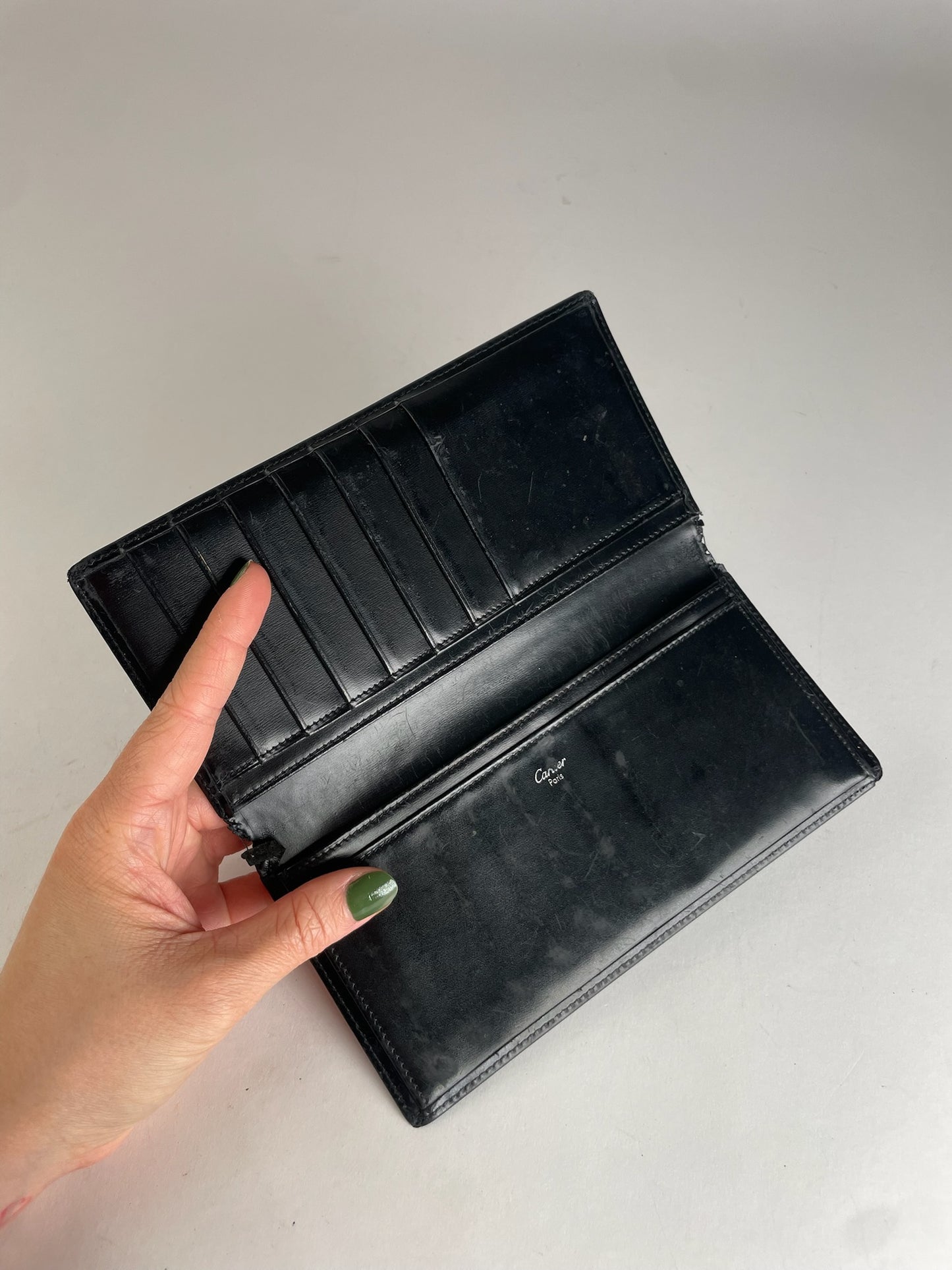 Vintage Cartier Leather Card Holder / ID Holder Black