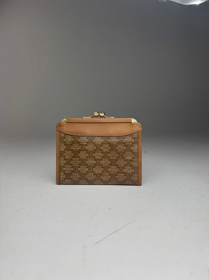 Porte-cartes vintage en cuir Céline Paris beige marron