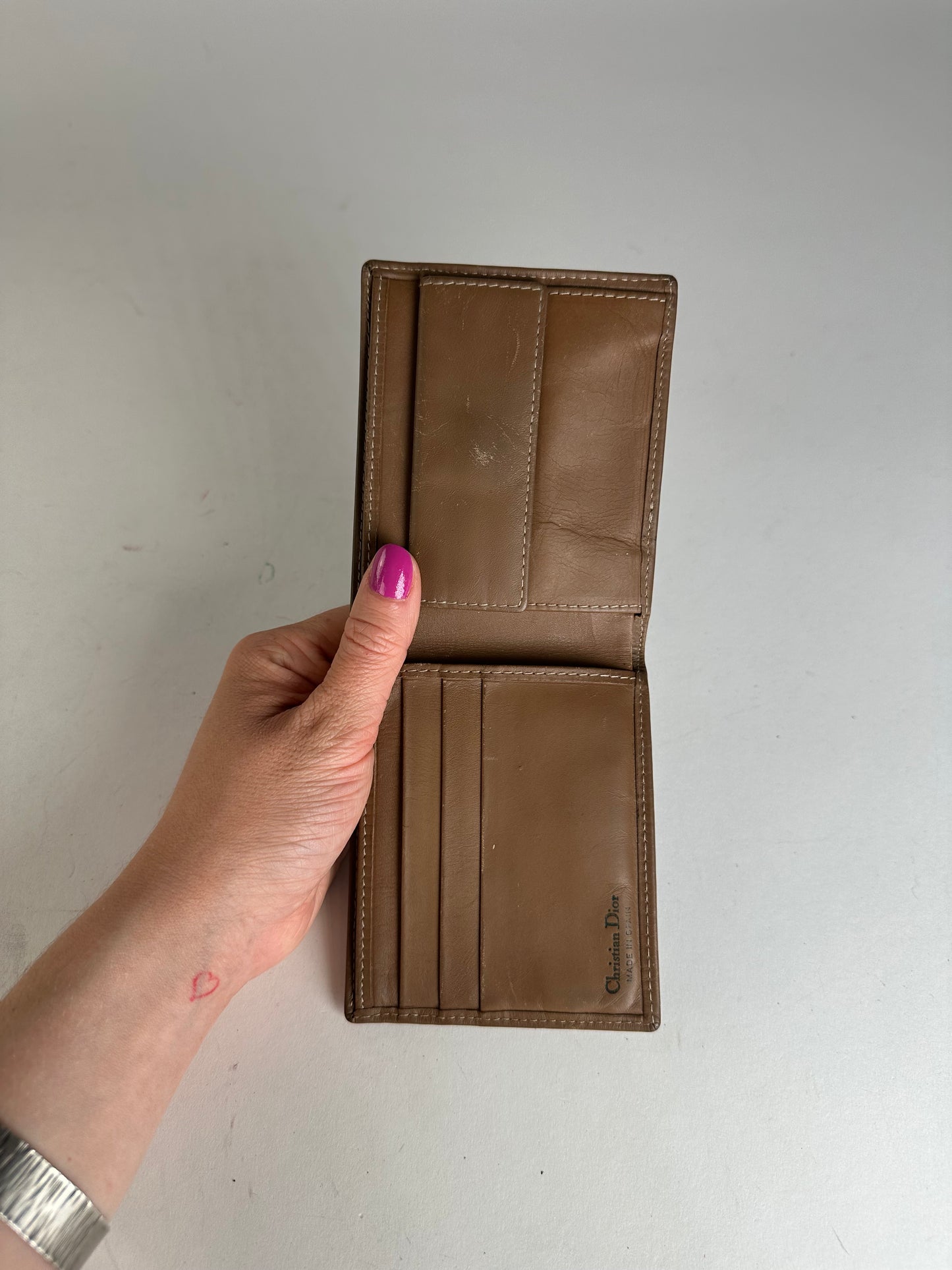 Vintage Dior Flapable Leather Monogram Wallet Black Brown