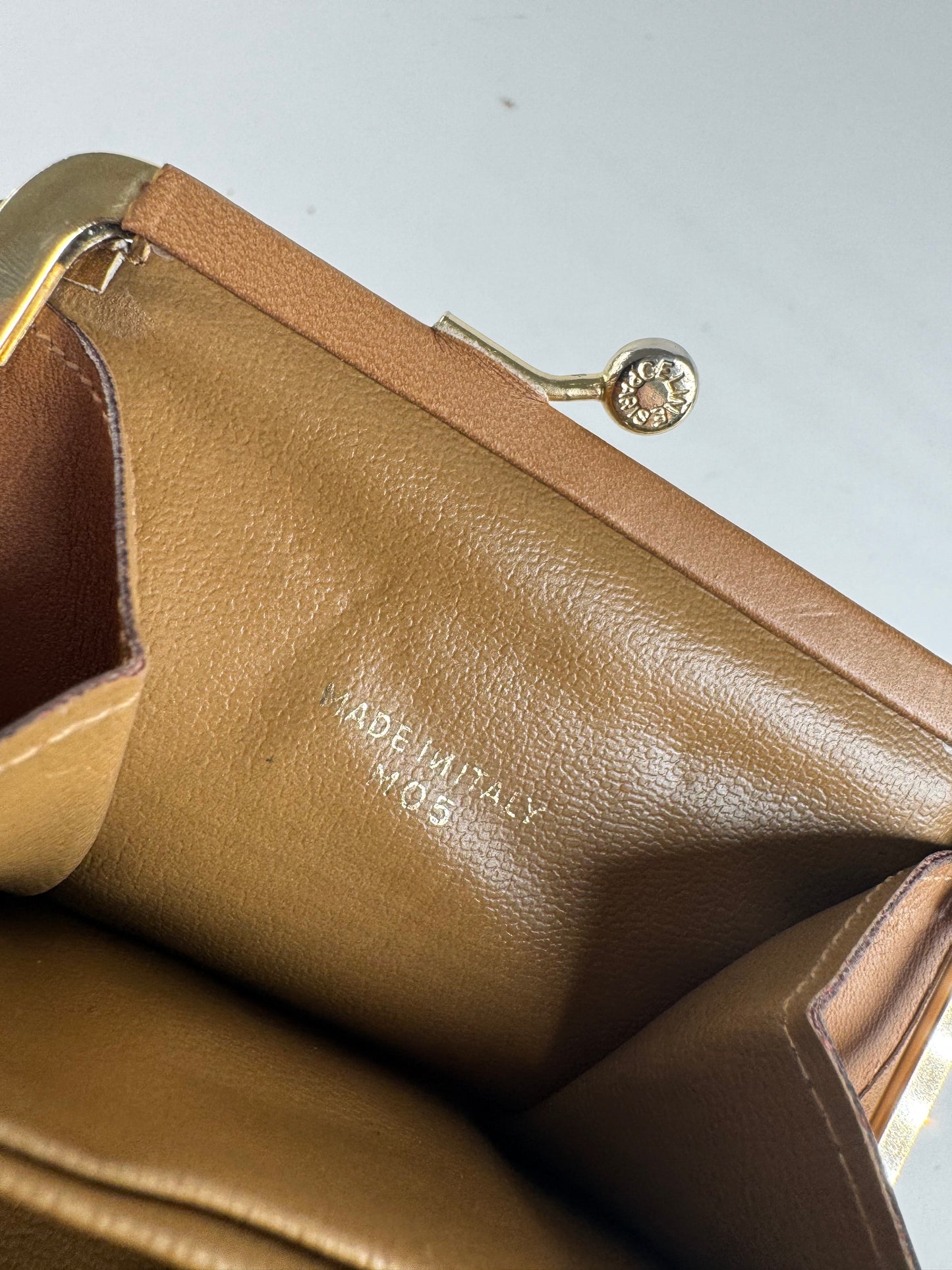 Porte-cartes vintage en cuir Céline Paris beige marron