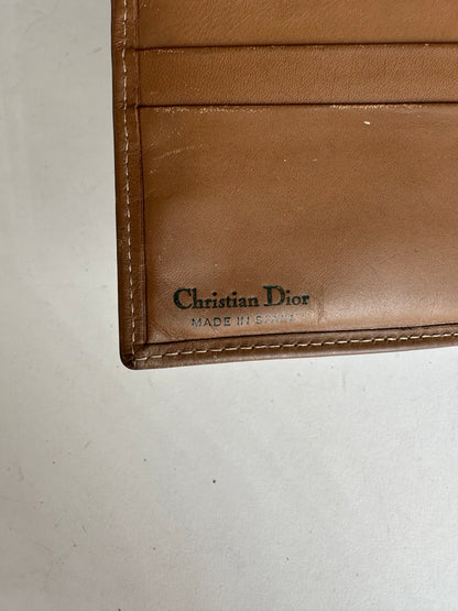 Vintage Dior Flapable Leather Monogram Wallet Black Brown