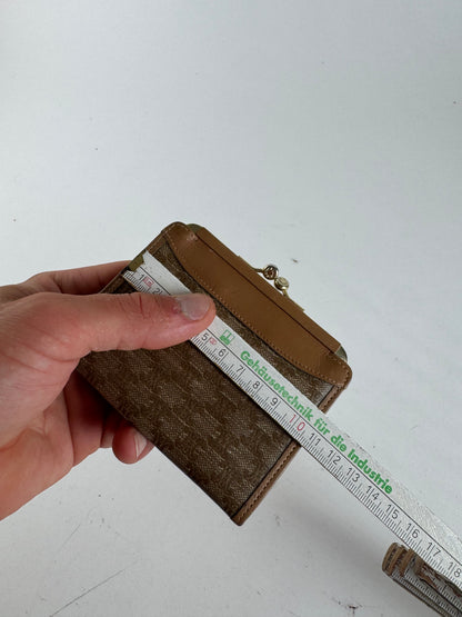 Porte-cartes vintage en cuir Céline Paris beige marron