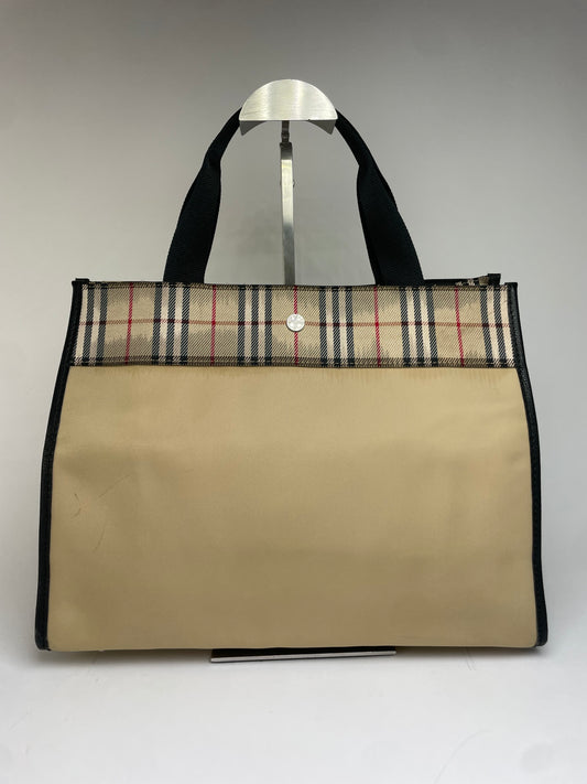 Vintage Burberry Nova Check Coated Canvas Tote Early 2000s Beige