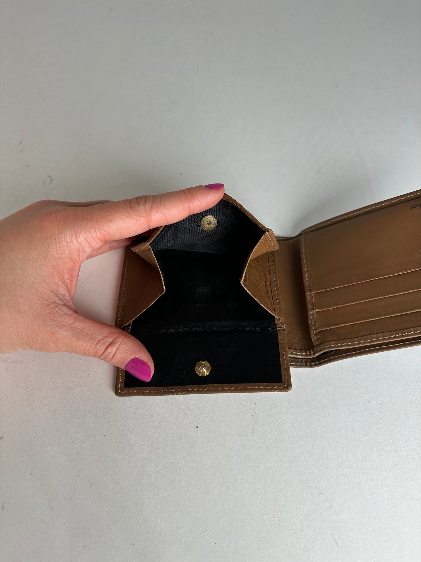 Vintage Dior Flapable Leather Monogram Wallet Black Brown
