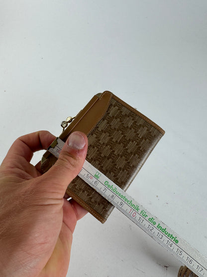 Porte-cartes vintage en cuir Céline Paris beige marron