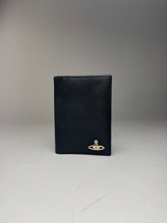 Porte-cartes vintage en cuir noir Vivienne Westwood