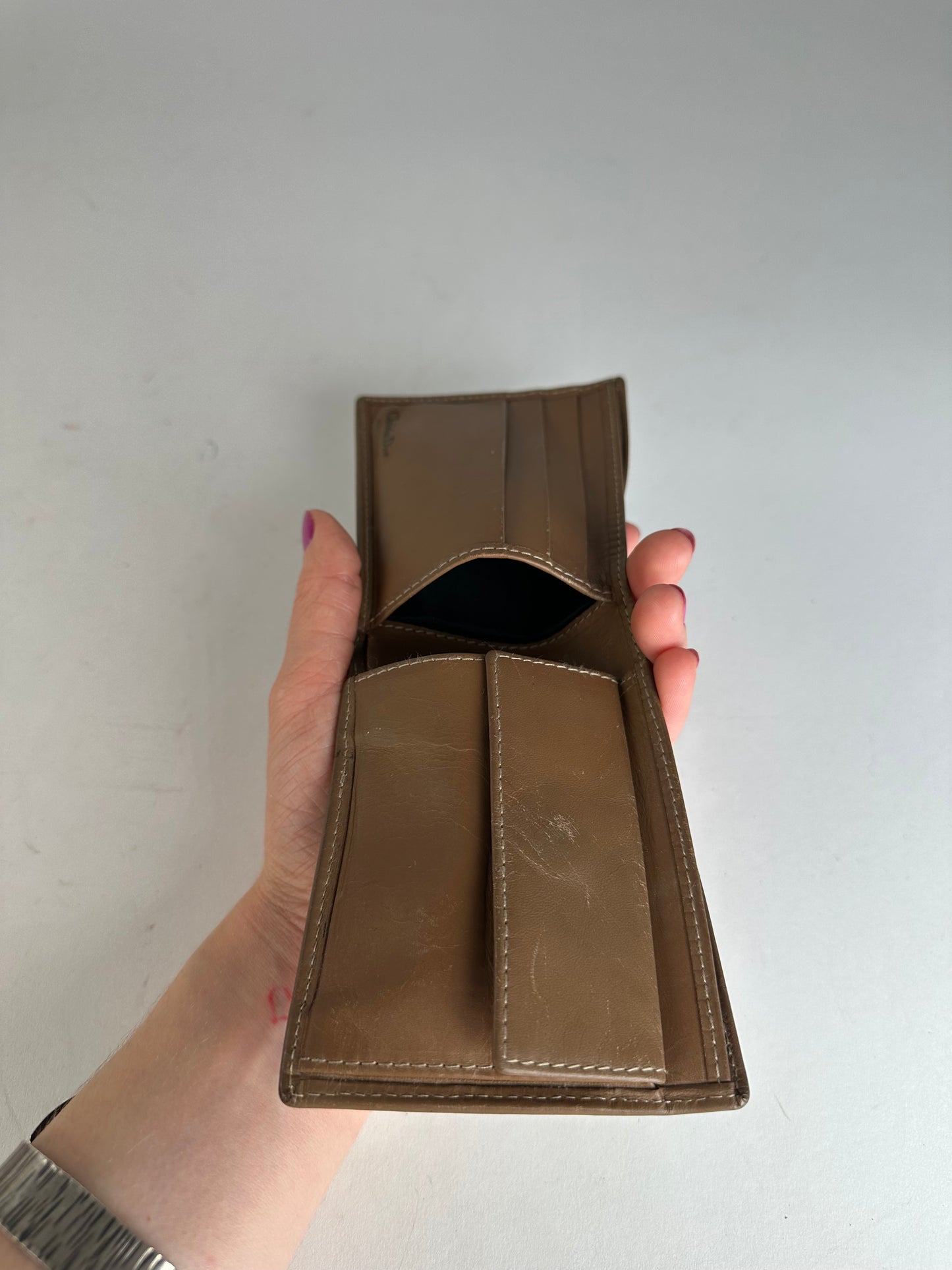 Vintage Dior Flapable Leather Monogram Wallet Black Brown