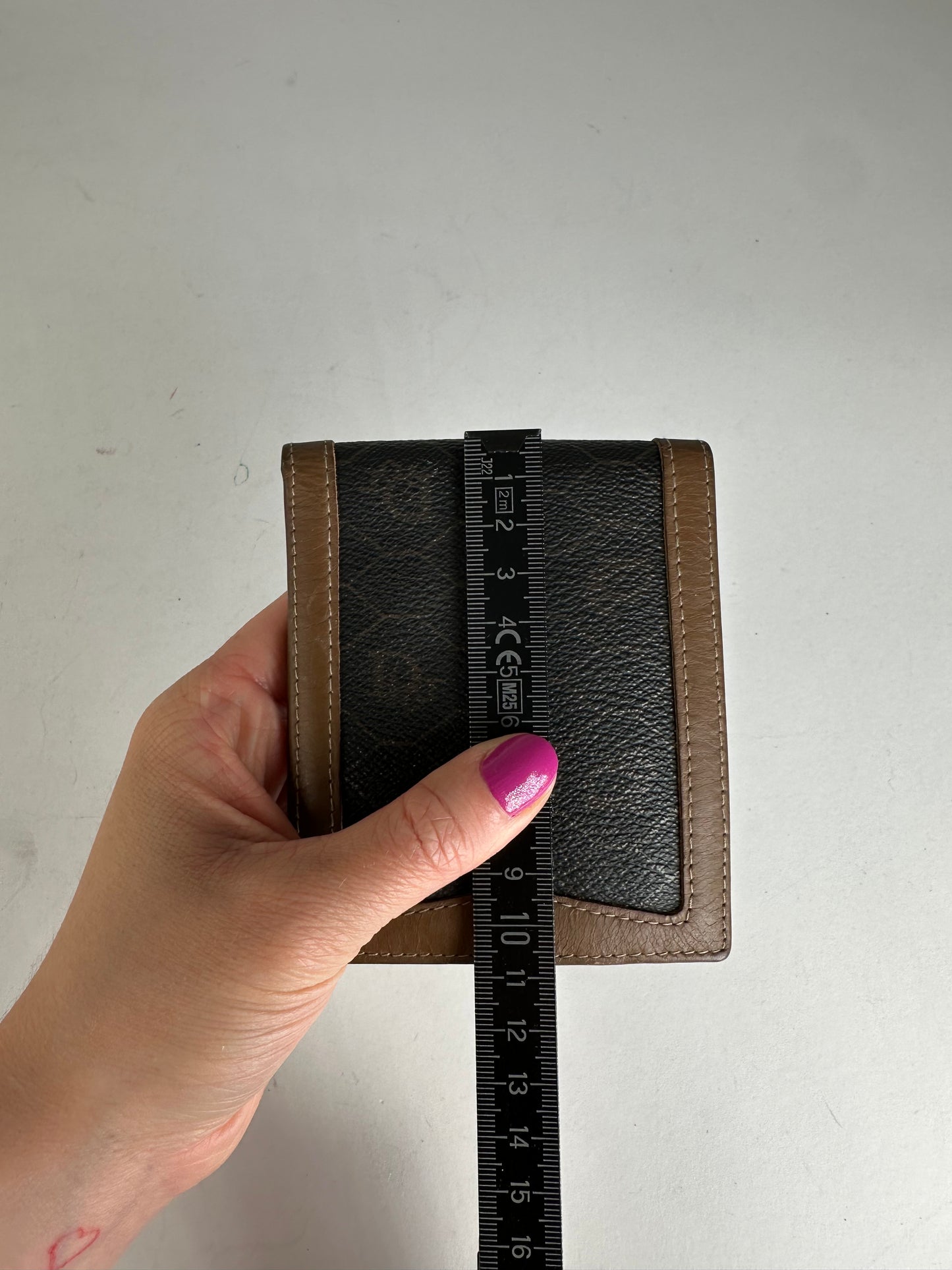 Vintage Dior Flapable Leather Monogram Wallet Black Brown