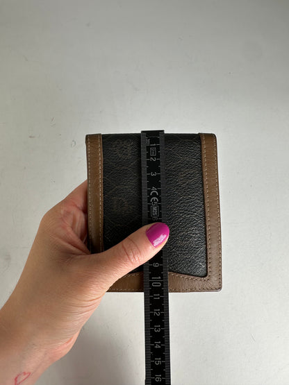 Vintage Dior Flapable Leather Monogram Wallet Black Brown