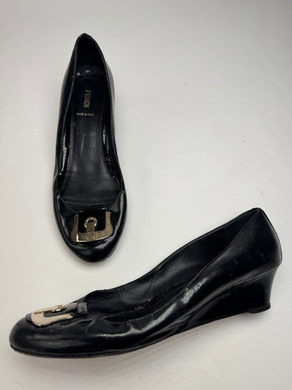 Vintage Fendi Patent Leather Clogs Black EU41
