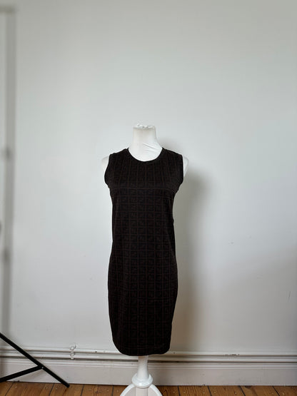 Vintage Fendi FF Monogram Stretch Dress Brown M