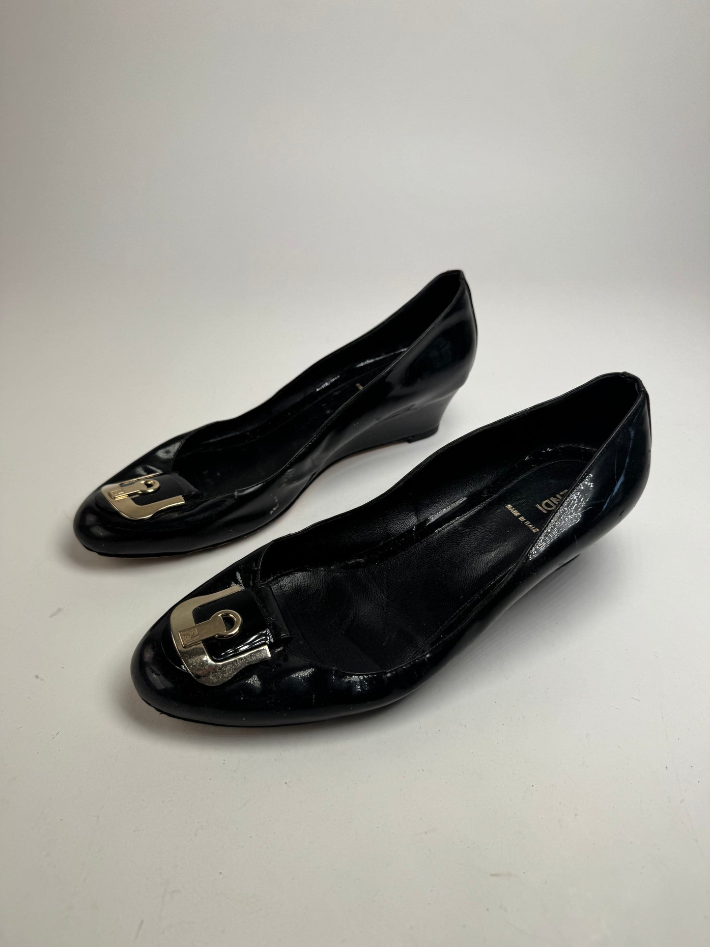Vintage Fendi Patent Leather Clogs Black EU41