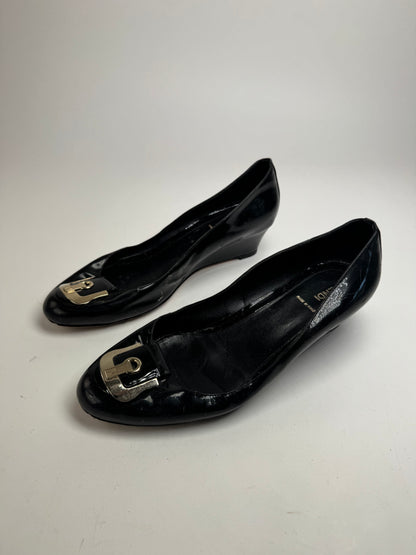 Vintage Fendi Patent Leather Clogs Black EU41