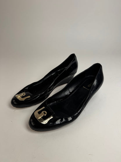 Vintage Fendi Patent Leather Clogs Black EU41