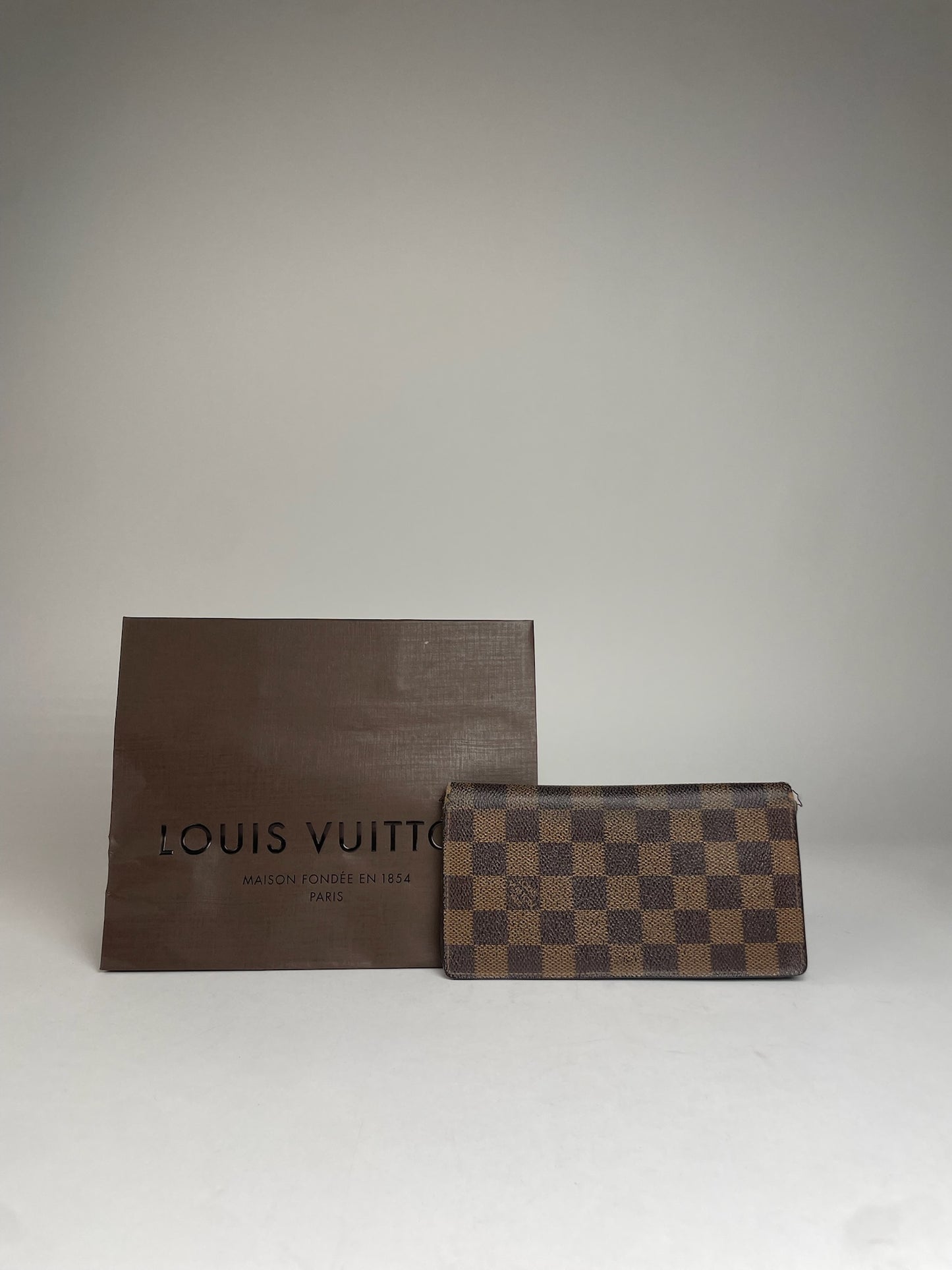 Vintage Louis Vuitton Damier Monogram Leather Card Holder / ID Holder Brown