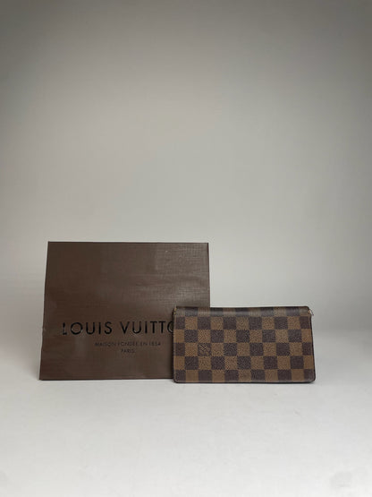 Vintage Louis Vuitton Damier Monogram Leather Card Holder / ID Holder Brown